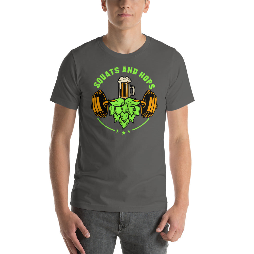Neon Green Squats and Hops Logo T-Shirt