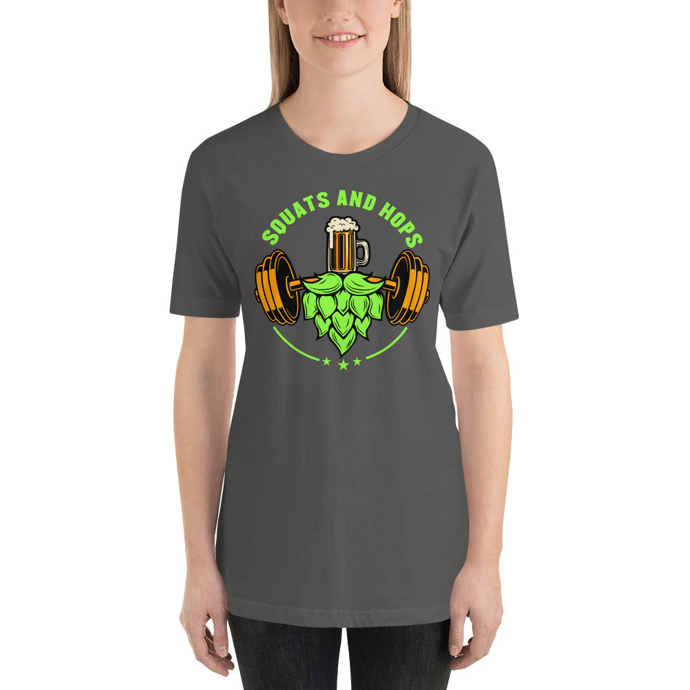 Neon Green Squats and Hops Logo T-Shirt