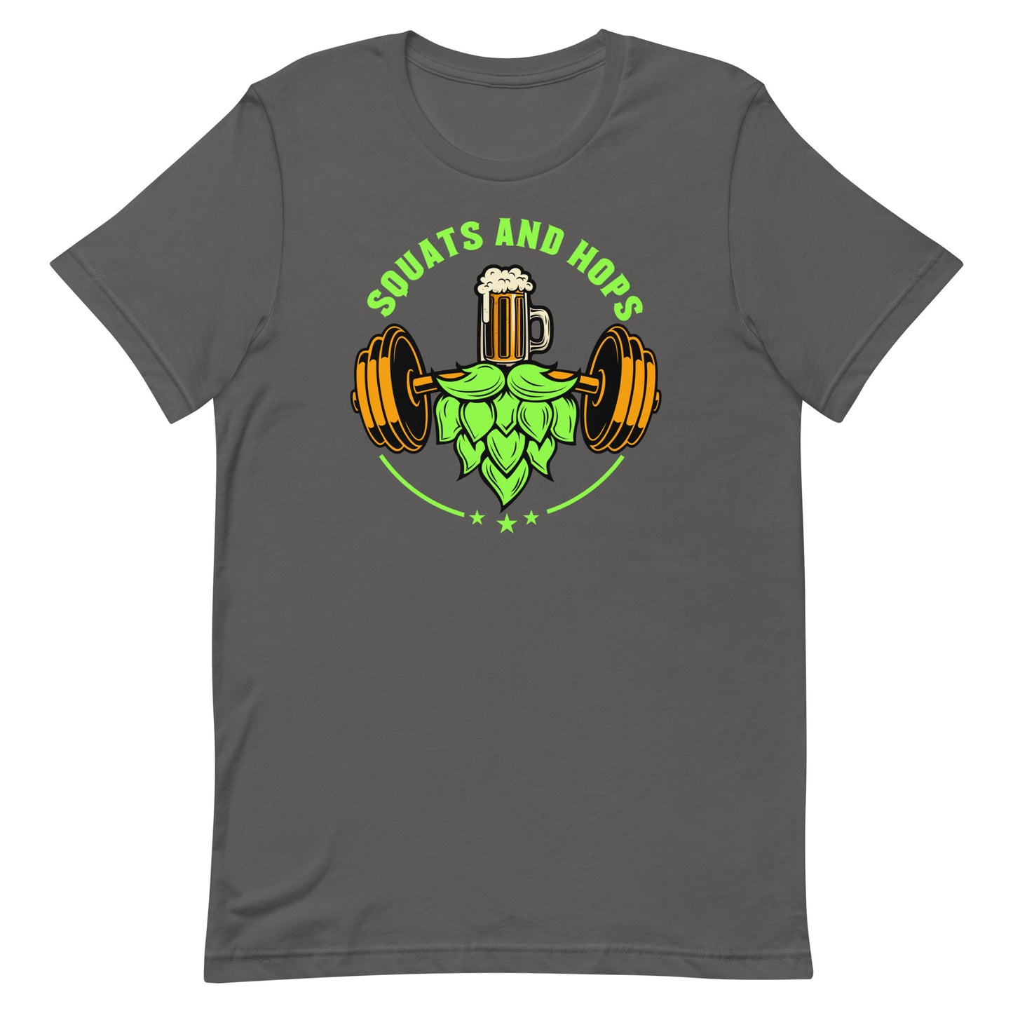 Neon Green Squats and Hops Logo T-Shirt