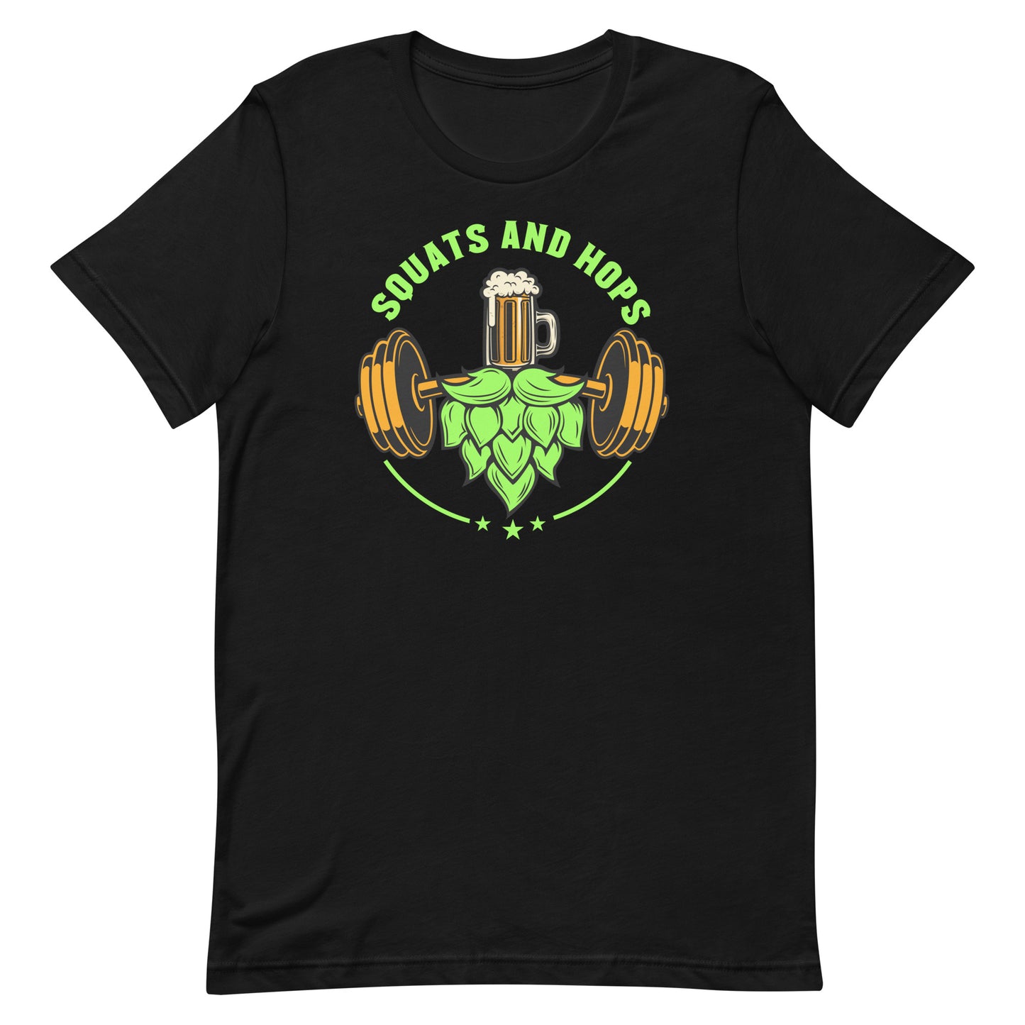 Neon Green Squats and Hops Logo T-Shirt