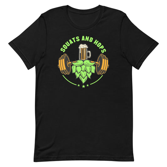 Neon Green Squats and Hops Logo T-Shirt
