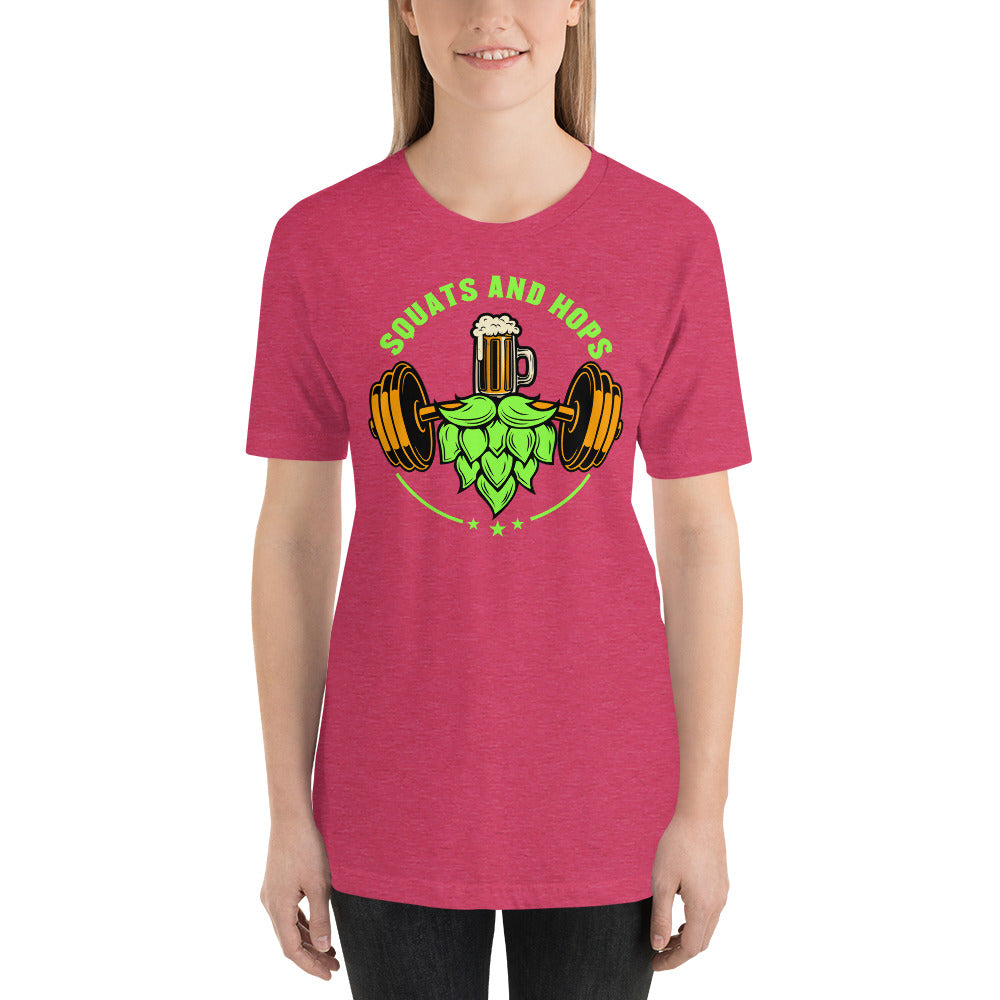 Neon Green Squats and Hops Logo T-Shirt