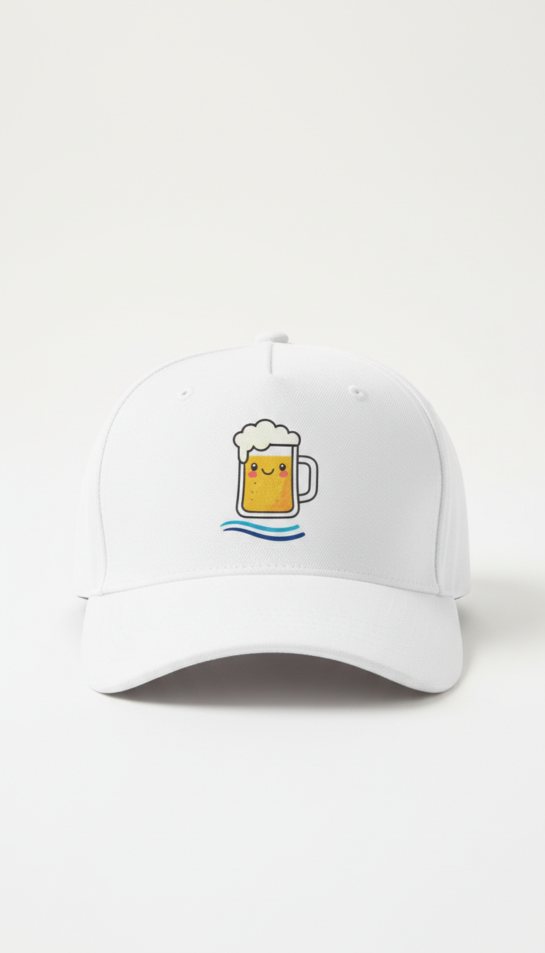 Foam White gym cap with beer icon