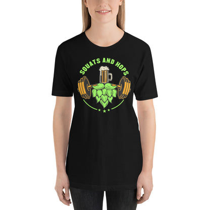Neon Green Squats and Hops Logo T-Shirt